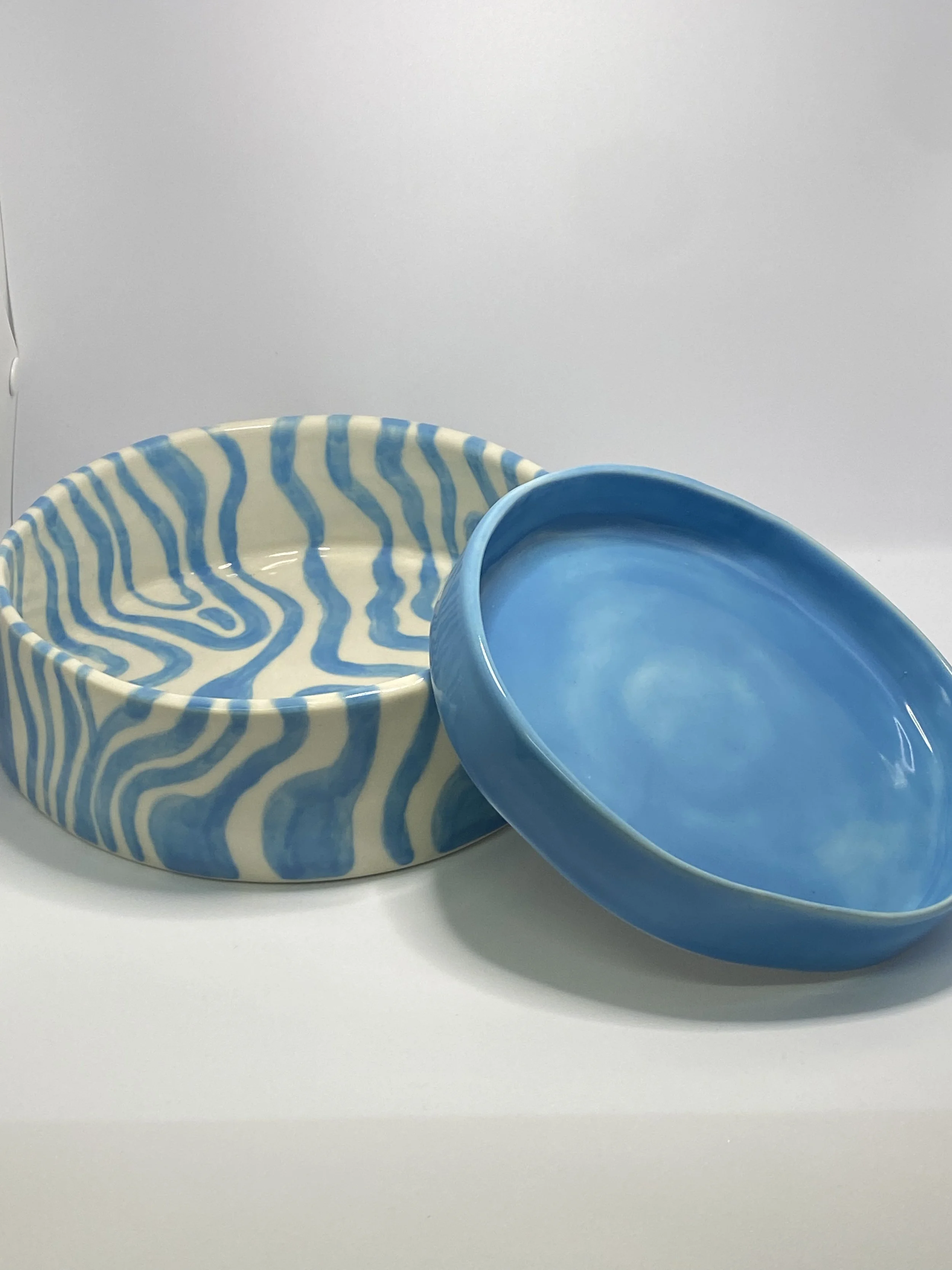 Pet Bowl - sky blue swirl (large)