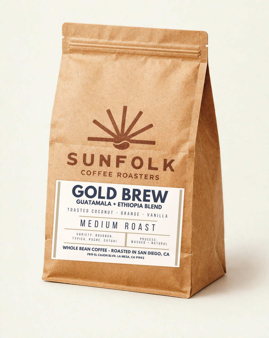 Sunfolk Coffee - Gold Brew - 12 Oz. Whole Bean