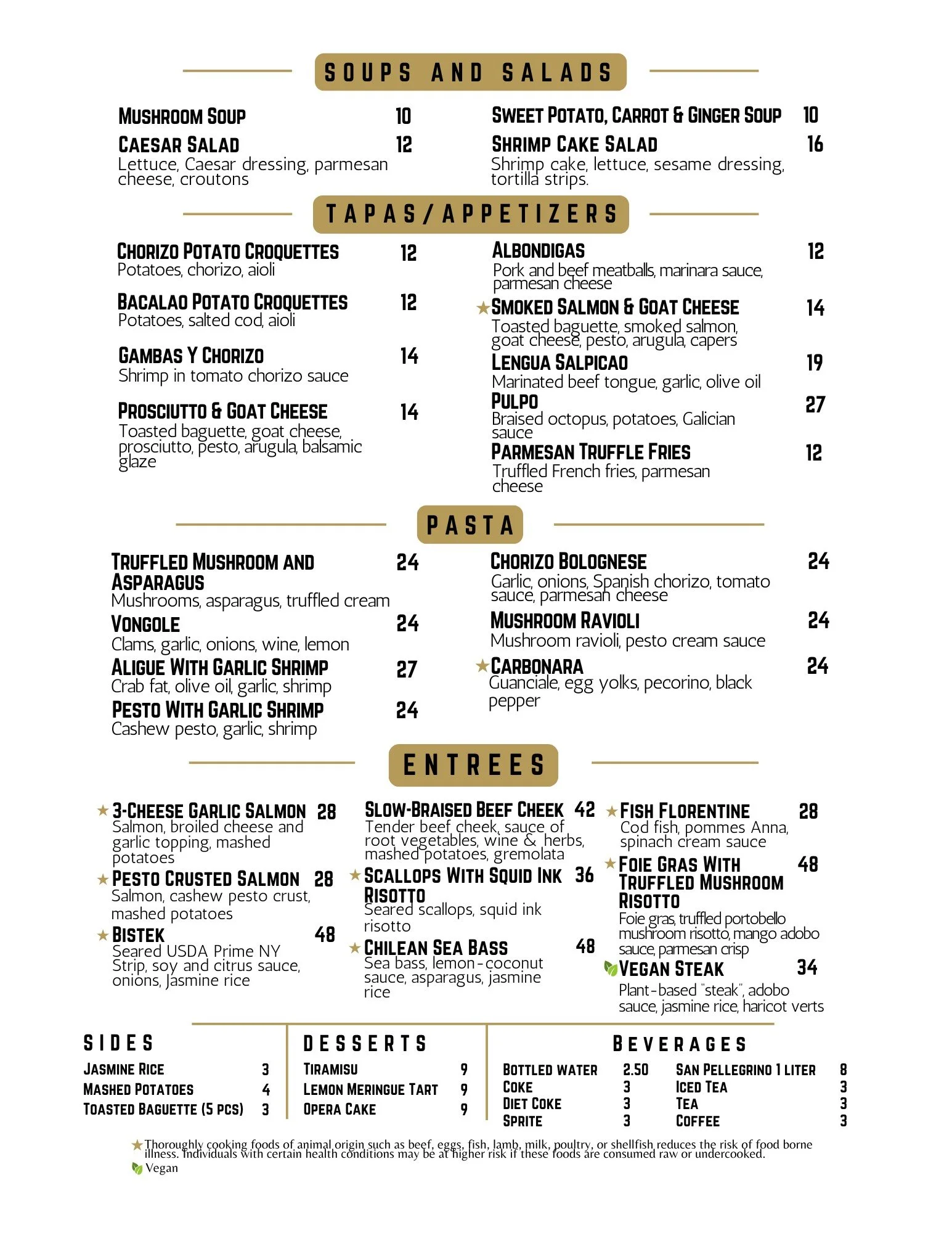 Rang's Cocina Moderne Menu 11.2025