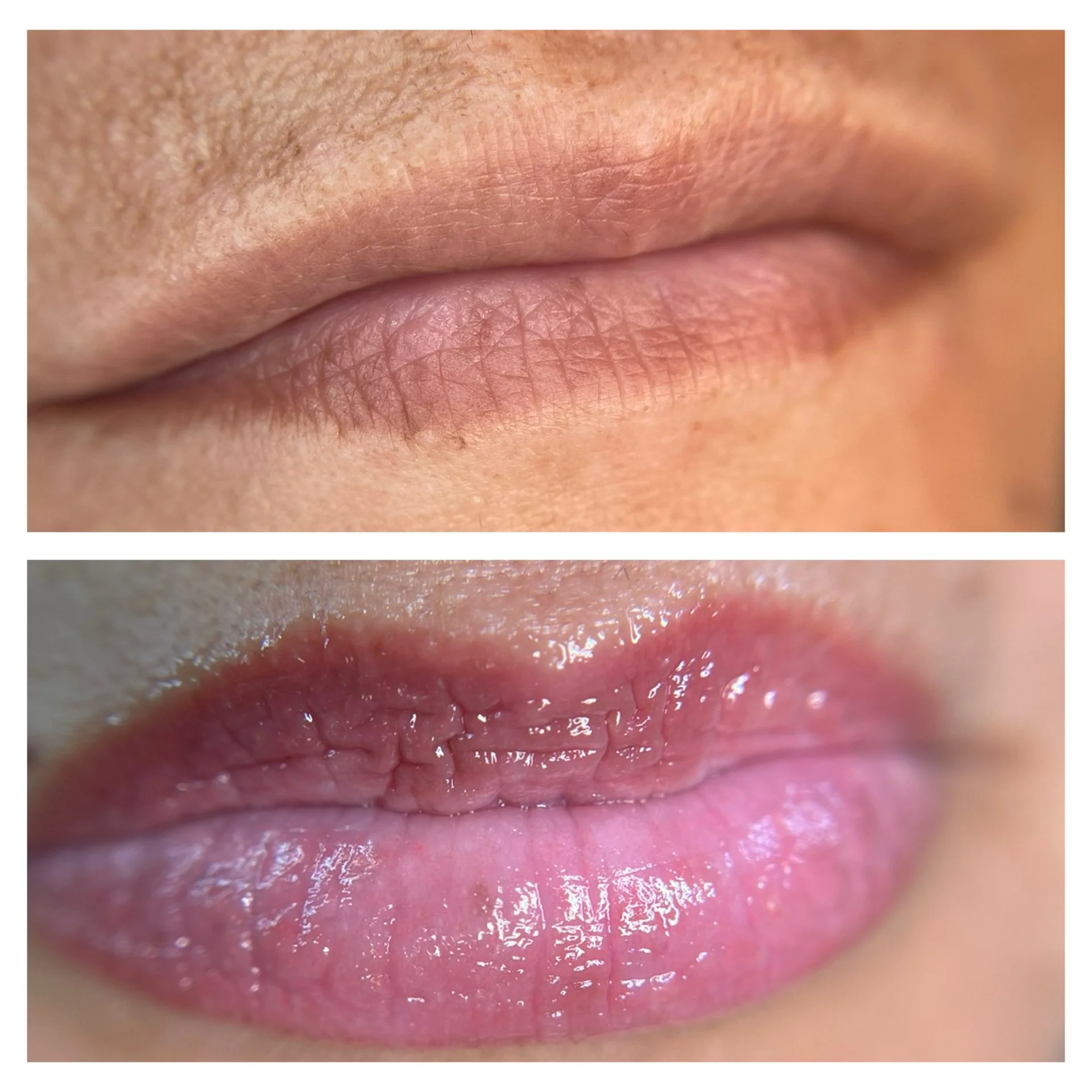 Close-up of parted lips with visible texture and moisture.