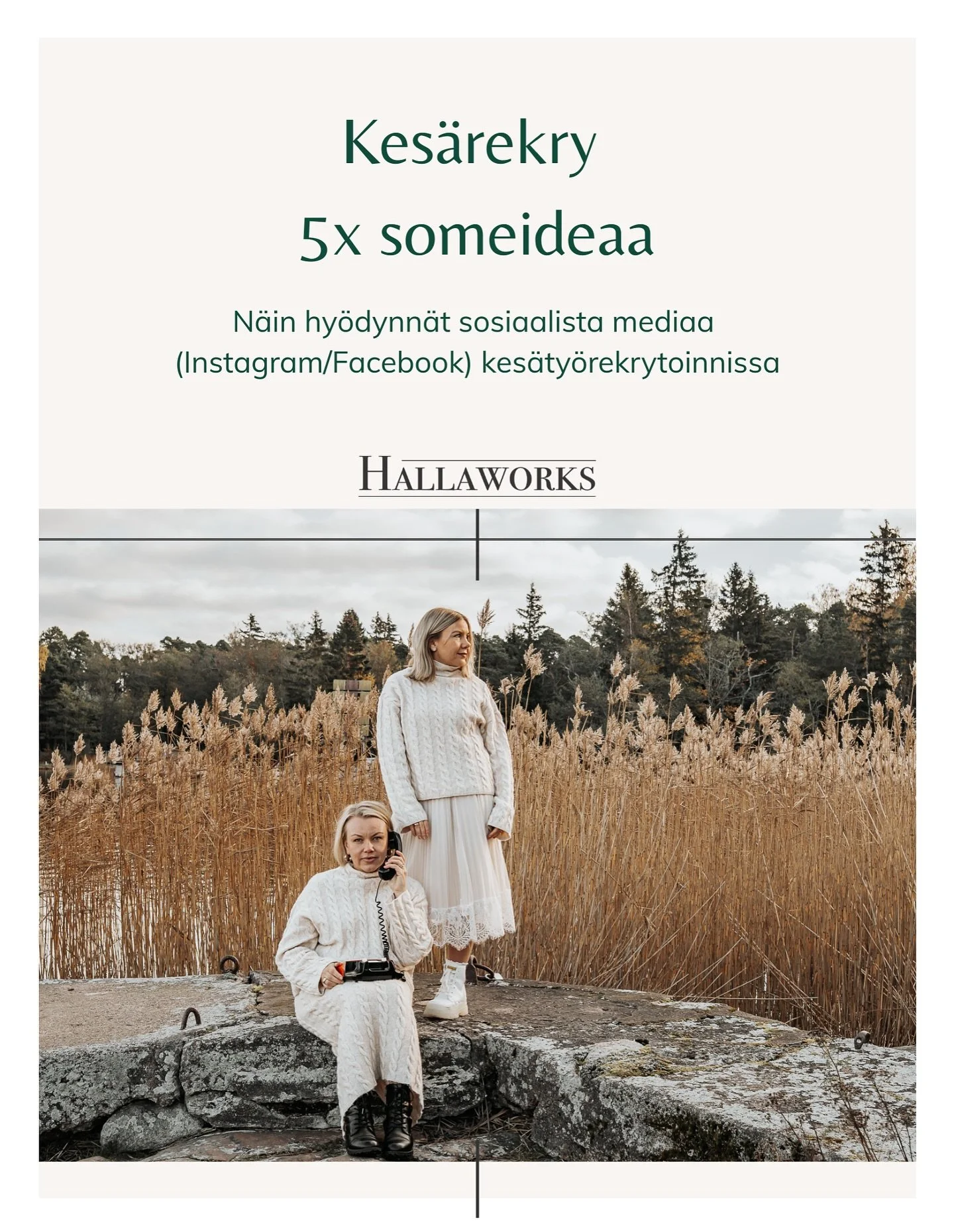 Alkaa olla taas se aika vuodesta, kun kes&auml;ty&ouml;ntekij&ouml;iden rekryt py&ouml;r&auml;ht&auml;&auml; k&auml;yntiin! 

Ja miss&auml; ne nuoret oikein ovat?
Aivan &mdash; t&auml;&auml;ll&auml; somessa! 

Hy&ouml;dynn&auml;ttek&ouml; te jo so