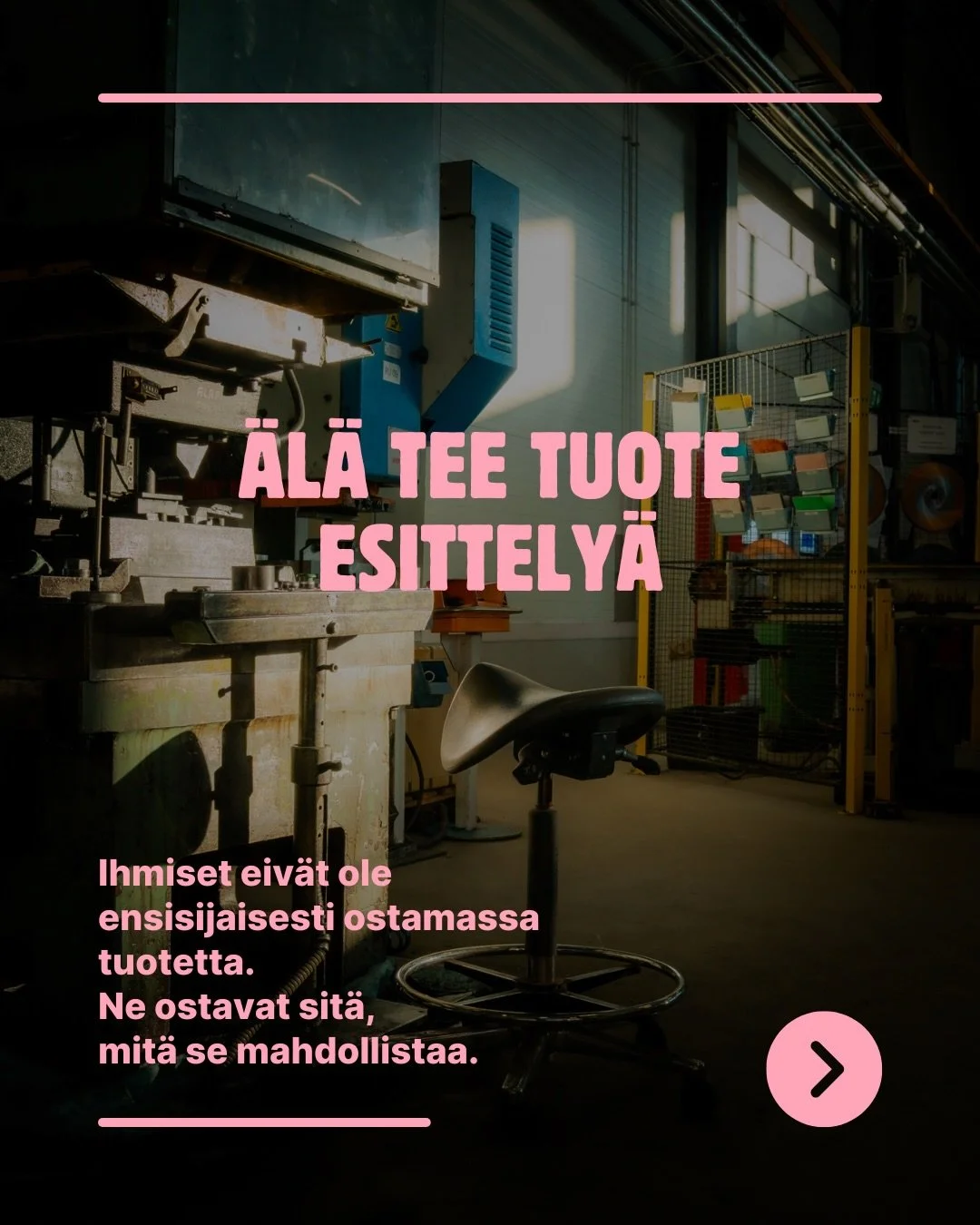 Moni yritys tekee edelleen sis&auml;lt&ouml;&auml; kuin digitaalista tuotekatalogia.

Ongelmana on se, ett&auml; ihmiset eiv&auml;t tule someen tutkimaan ominaisuuksia tai mallinumeroita. Ne tulevat viihtym&auml;&auml;n, oppimaan, inspiroitumaan ja 