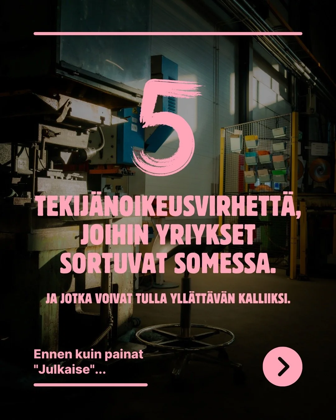 Somessa julkaiseminen on nyky&auml;&auml;n helppoa. Mutta aina on hyv&auml; muistaa, ett&auml; vastuu julkaistusta sis&auml;ll&ouml;st&auml; on aina julkaisijalla.

Tekij&auml;noikeudet eiv&auml;t ole pelkk&auml;&auml; juridiikkaa. Ne ovat my&ouml;s 