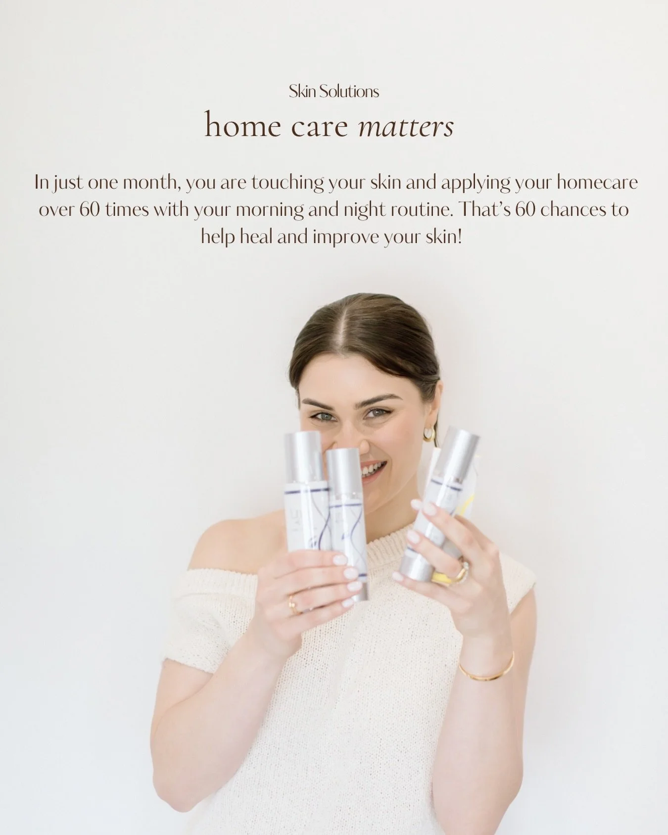 We&rsquo;re firm believers that homecare is the KEY to achieving long-lasting results! ✨

Think about it: in just one month, you are touching your skin and applying your homecare over 60 times with your morning and night routine. 
Compare that to you