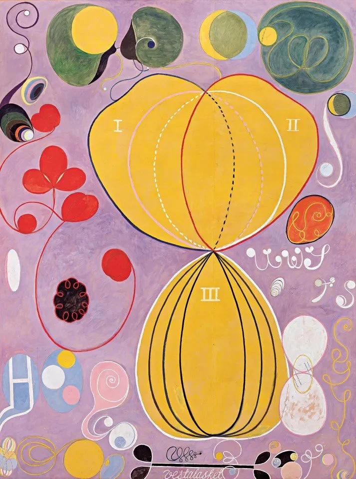 This is an artwork by Hilma af Klint from the 10 Largest which represent the stages of life. This isseries No. 7 which represents adulthood.