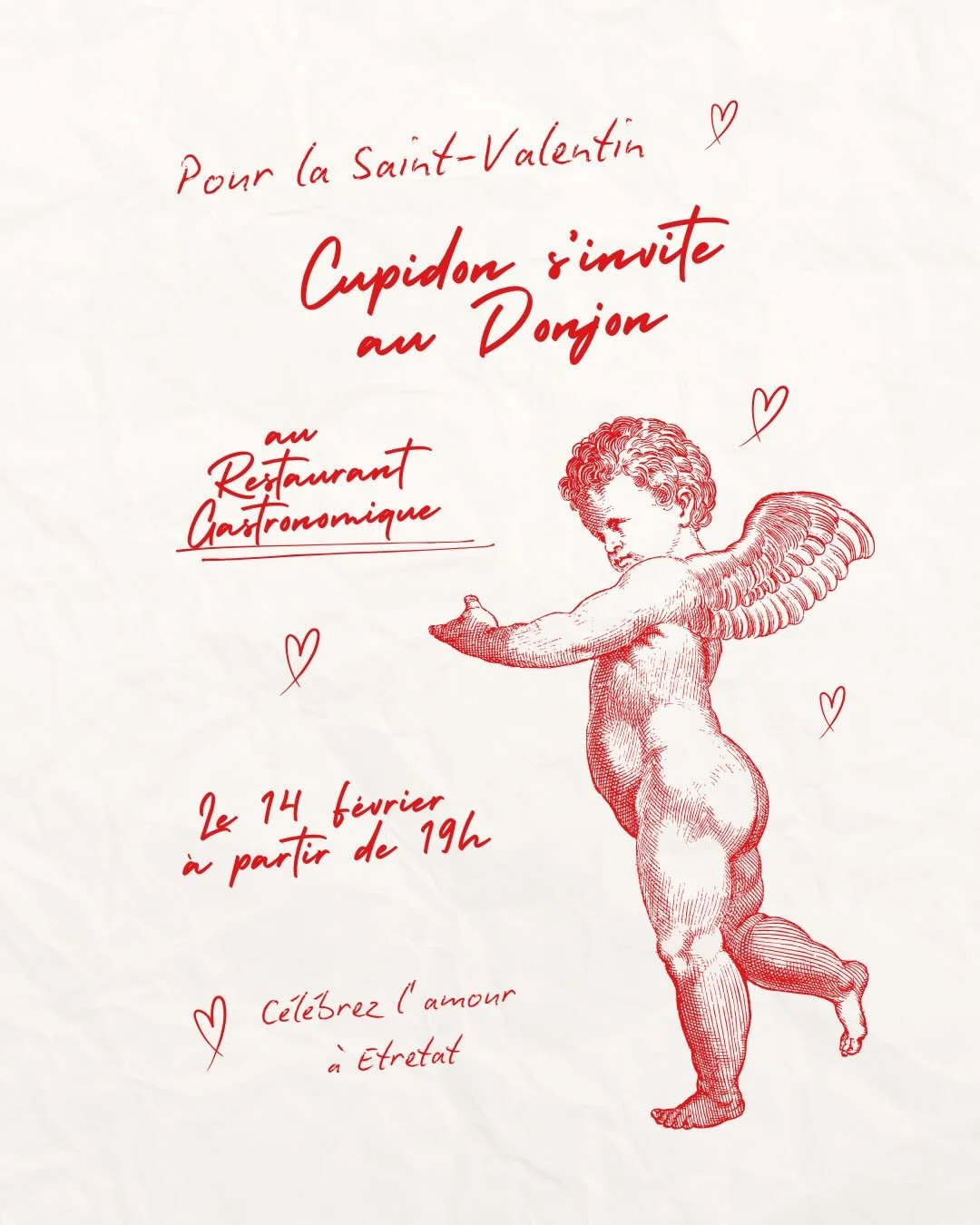 Cupidon s&rsquo;invite au Donjon&hellip; 🏹

&amp; il vous pr&eacute;pare un menu d&rsquo;exception pour la Saint-Valentin dans notre Restaurant Gastronomique, pour que vous ayez tous les ingr&eacute;dients pour impressionner l&rsquo;amour de votre v