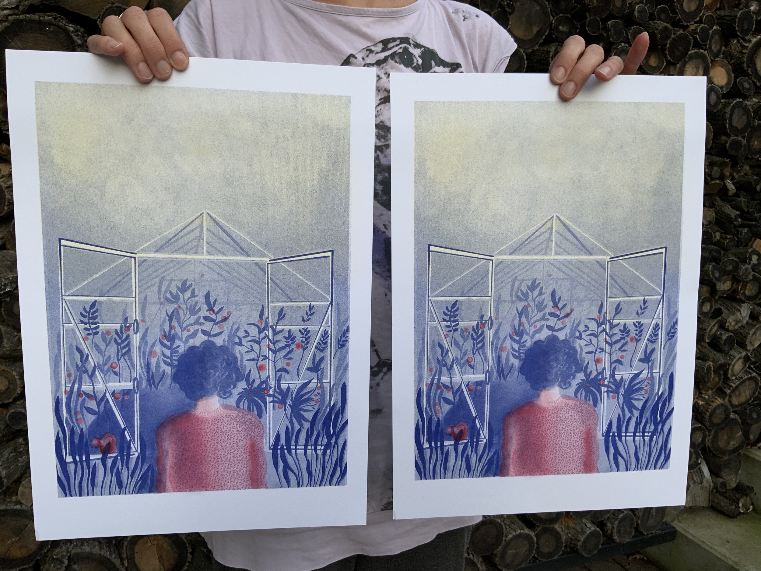 Ráno v záhrade, risoprint