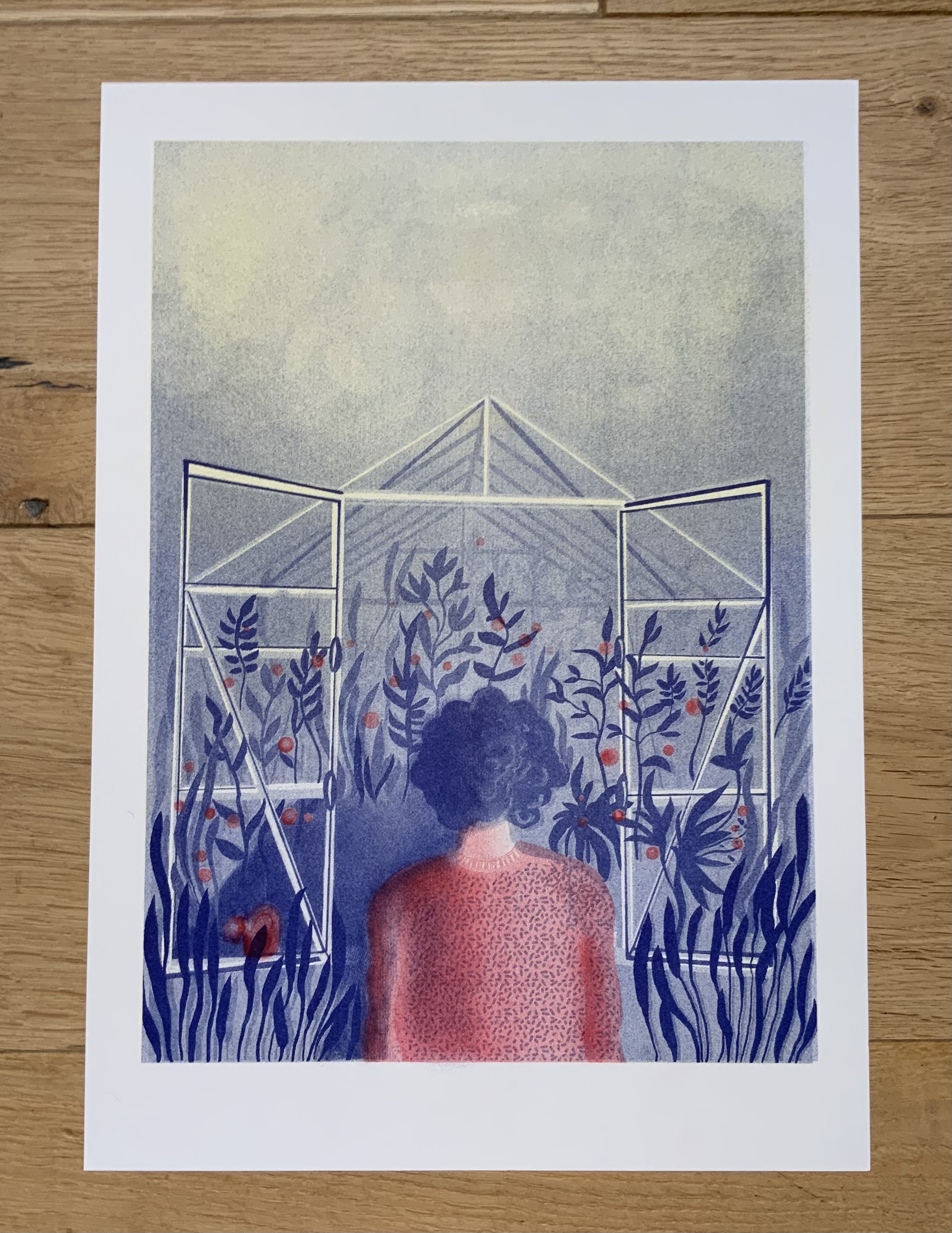 Ráno v záhrade, risoprint