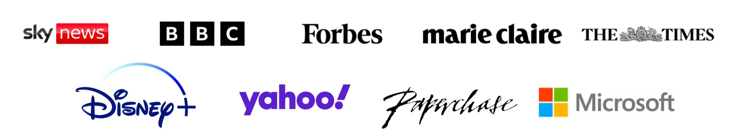 Featured in Sky News, BBC, Forbes, Marie Claire and The Times; trusted by Disney, Yahoo, Paperchase and Microsoft