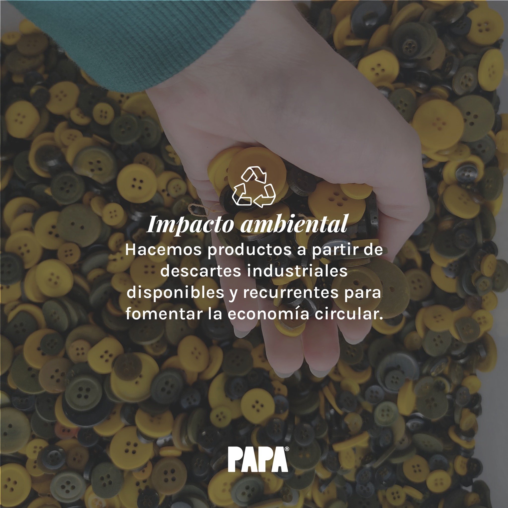 En PAPA nos enorgullece ofrecer productos de dise&ntilde;o &uacute;nicos, creados a partir de descartes que recuperamos para promover la econom&iacute;a circular. 💡 Con cada pieza, no solo estamos dando nueva vida a materiales que de otro modo se de