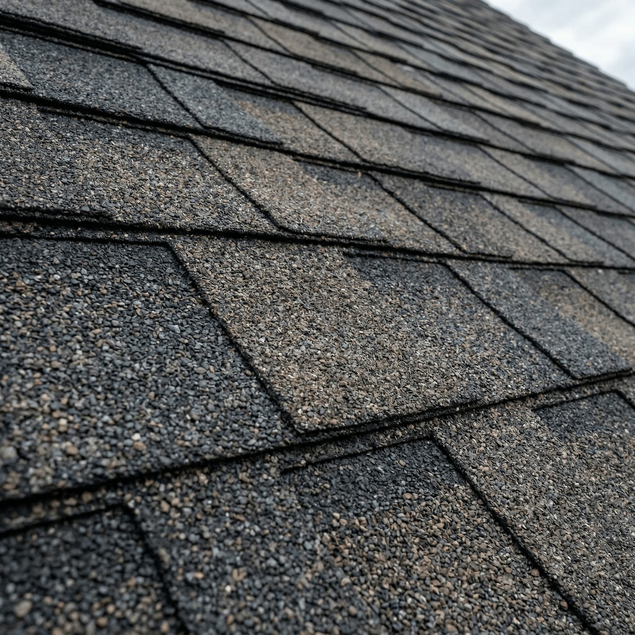 Premium architectural asphalt shingles close-up showing dimensional texture and color