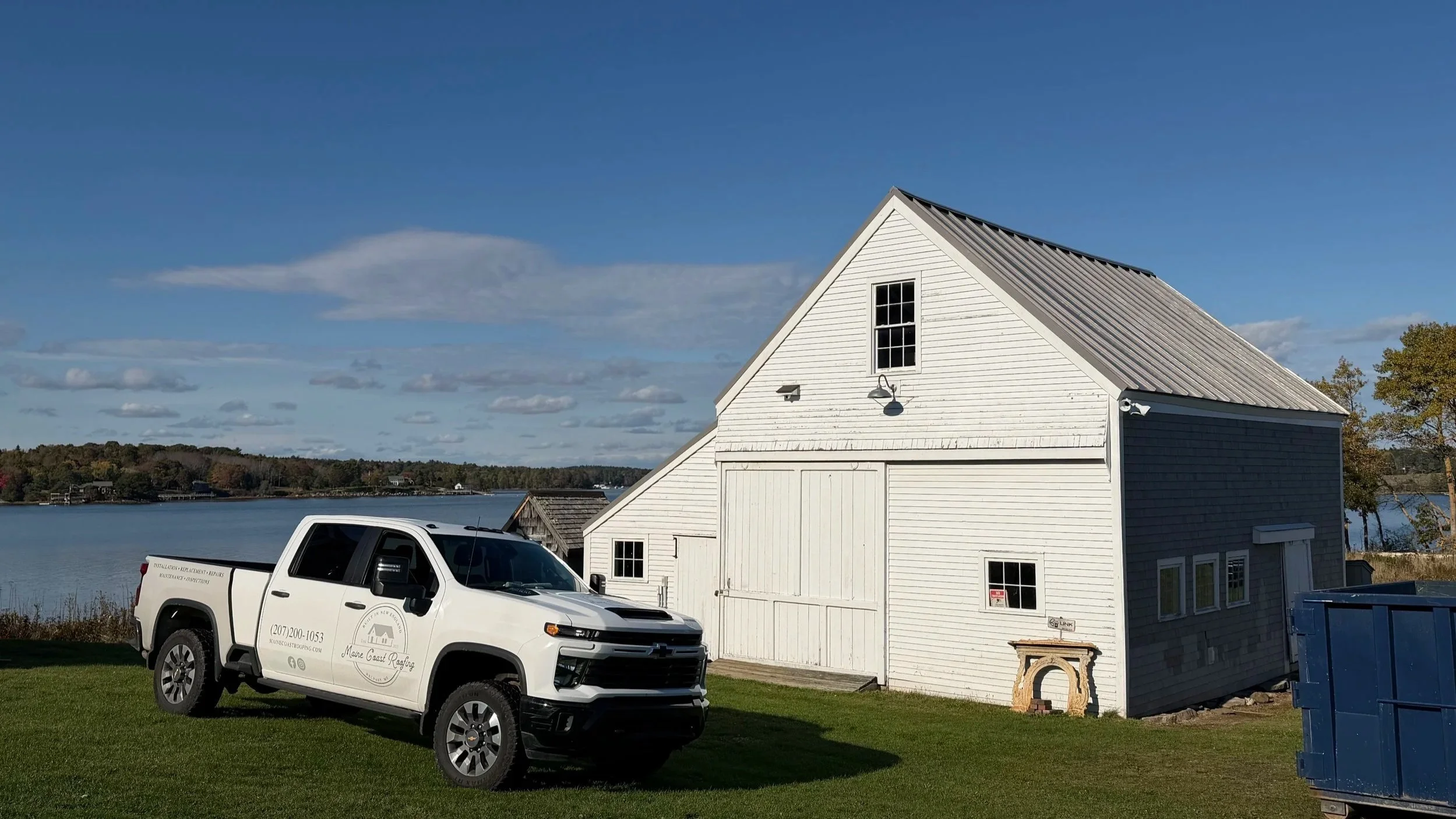 Full roof replacement using standing seam metal installed in Cushing, Maine