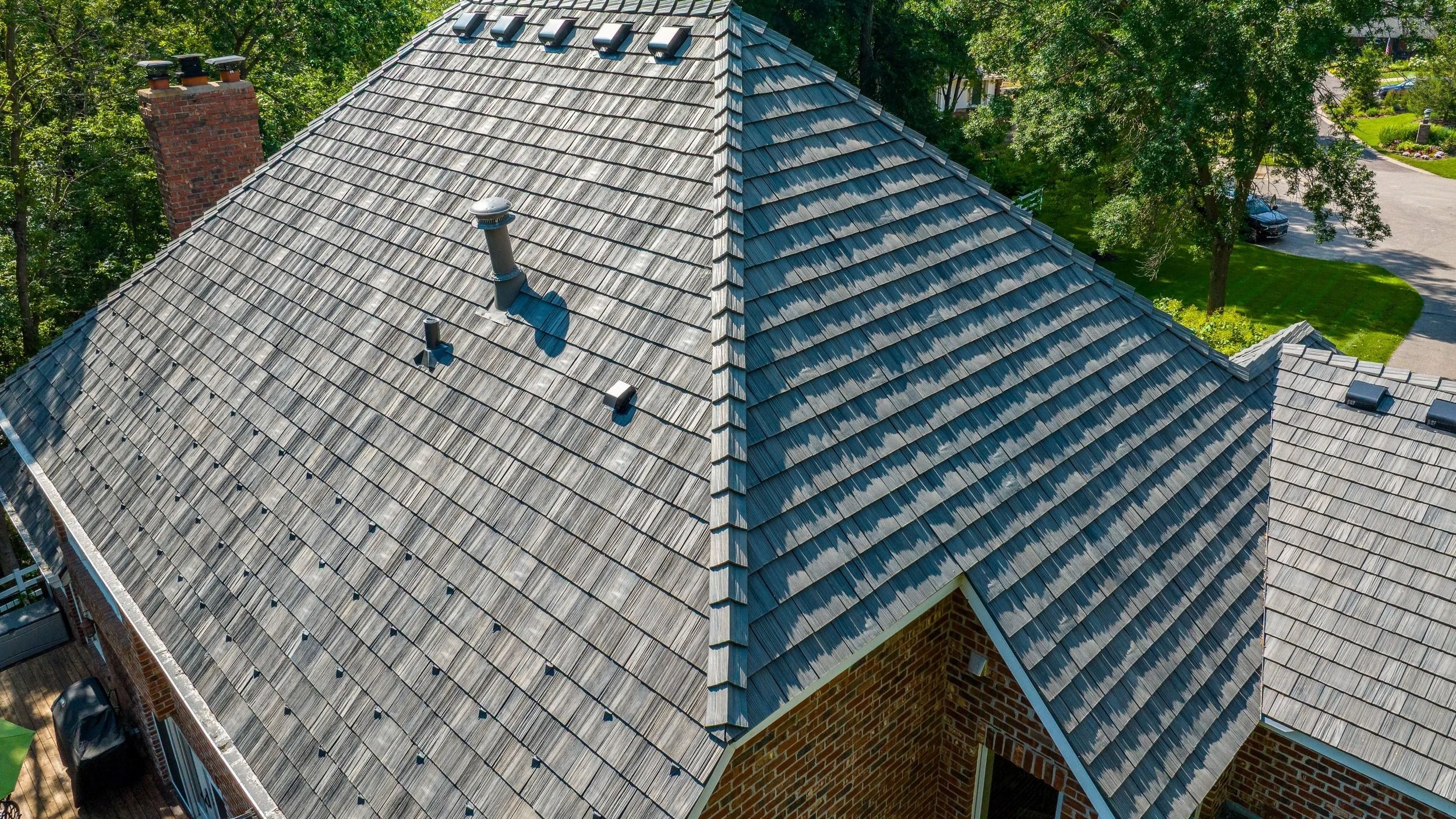 Brava Composite Cedar Shake full roof replacement installed on the mid-coast of Maine