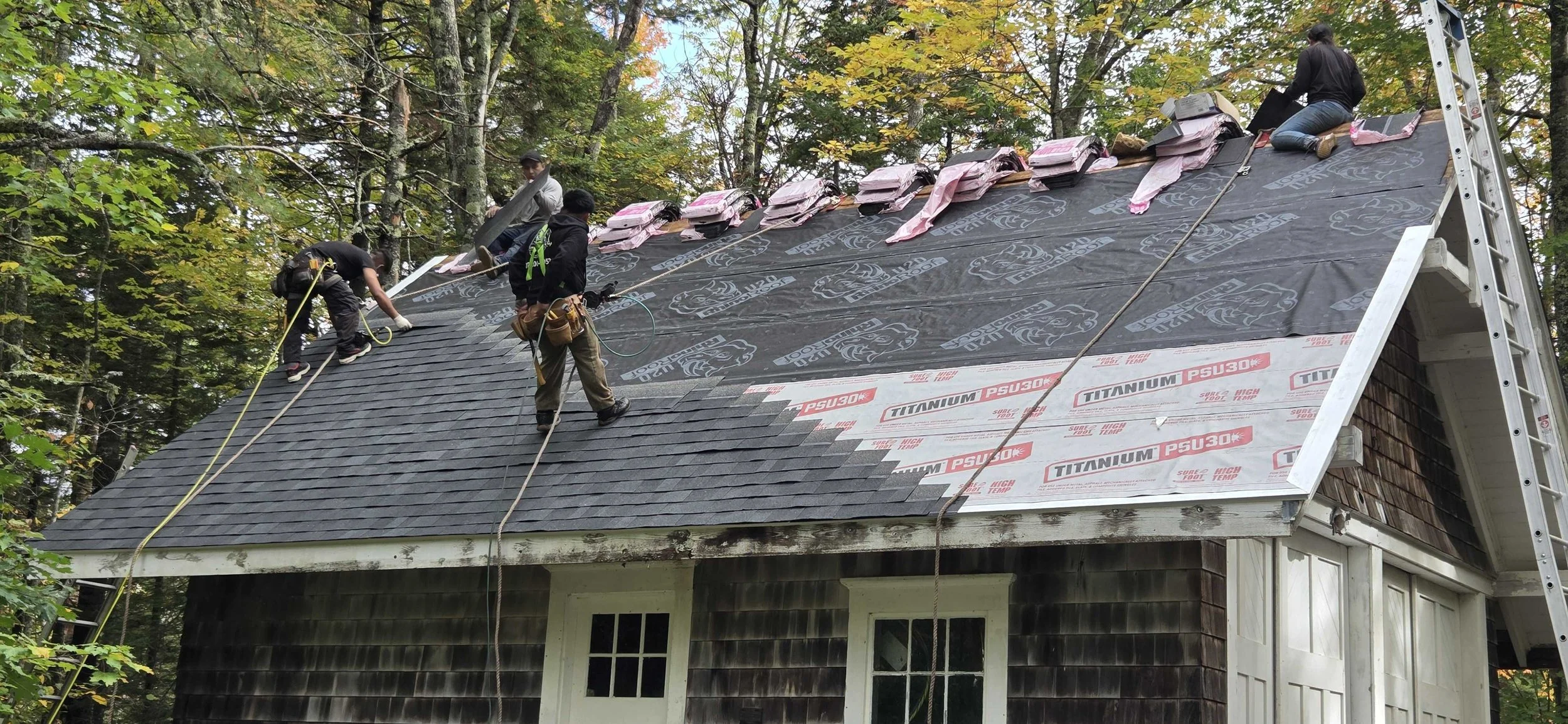 Full roof replacement using Owens Corning Onyx Black installed in Stockton Springs, Maine