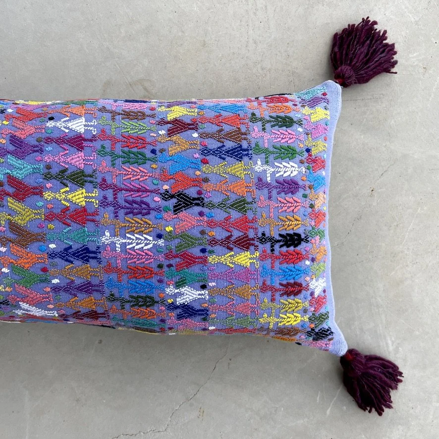 Tactic Huipil lumbar cushion cover lavender closeup 3