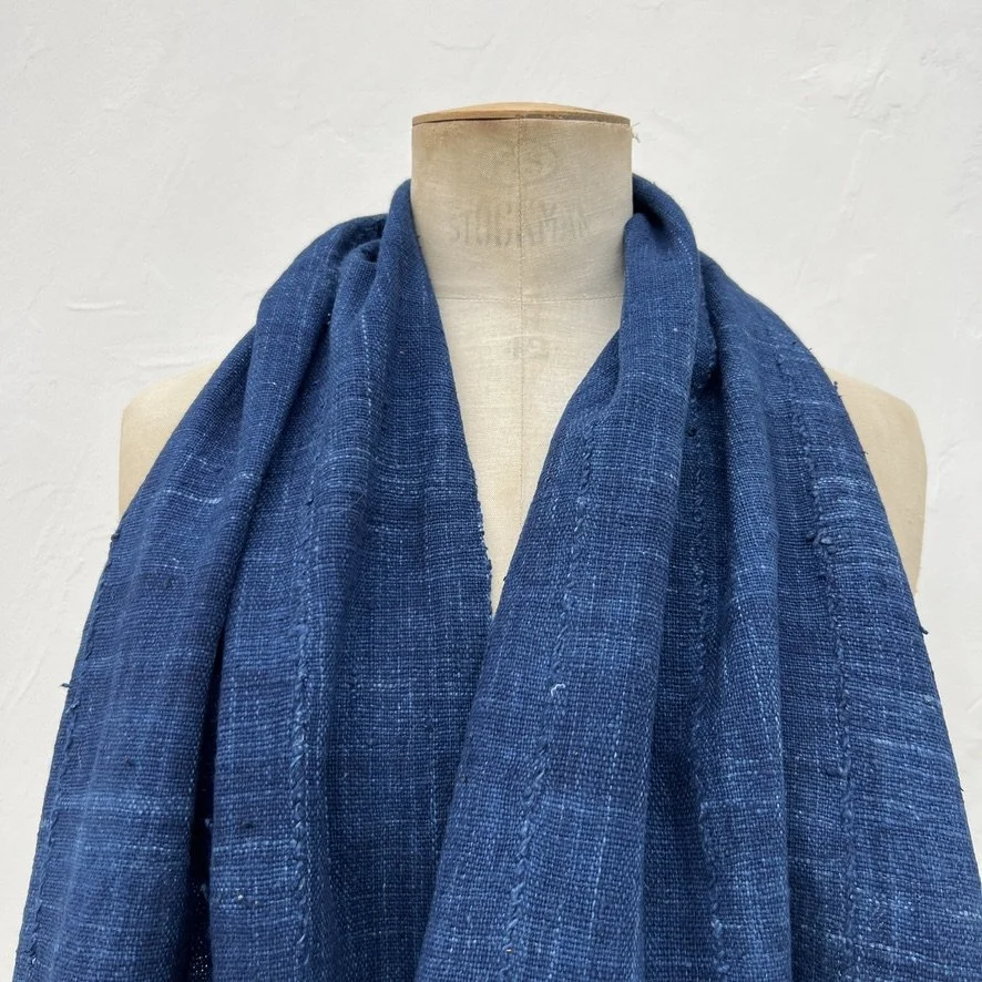 indigo mossi scarf visibly mended closeup 1