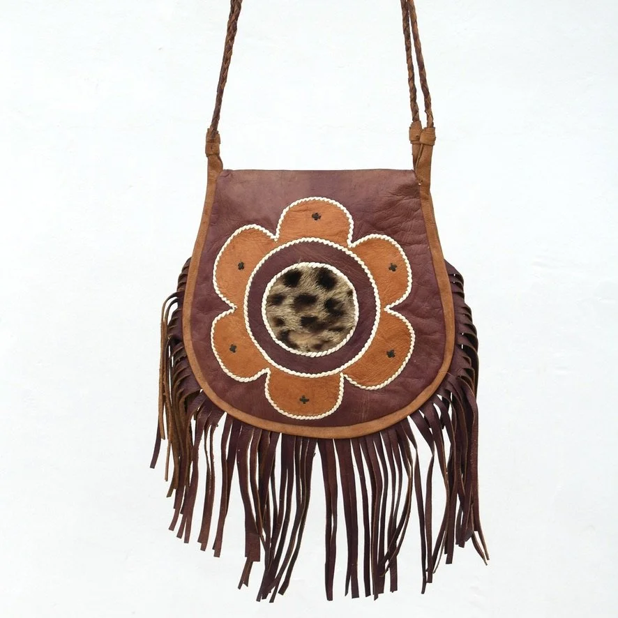 Tuareg bag with furry patch hanging