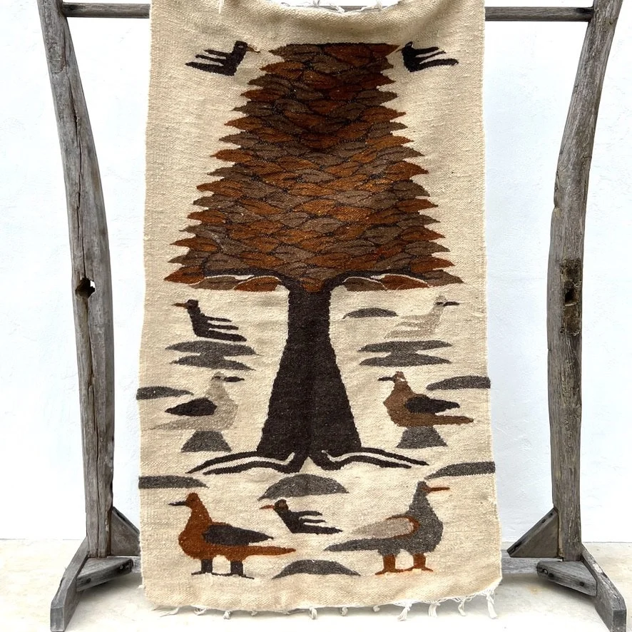 South American vintage bird and tree tapestry brown hanging