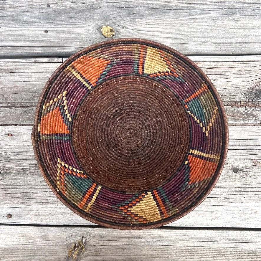 Rwandan basket with lid off