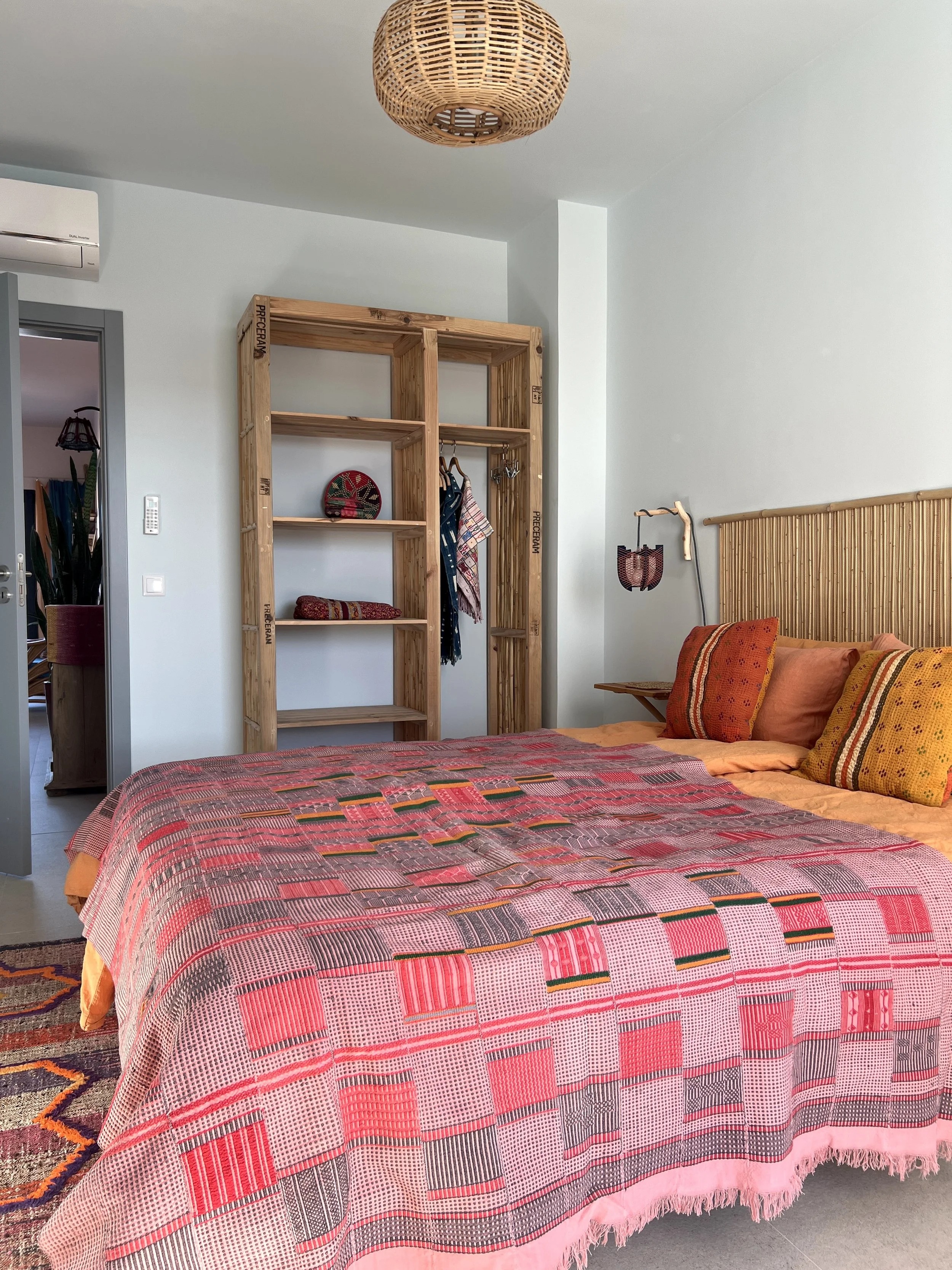 Djerma wedding blanket tera tera Niger on bed