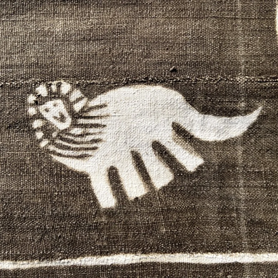 Animal mud cloth closeup lion
