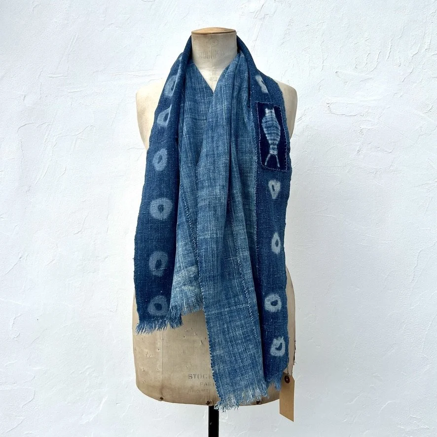 indigo scarf mali fish patch
