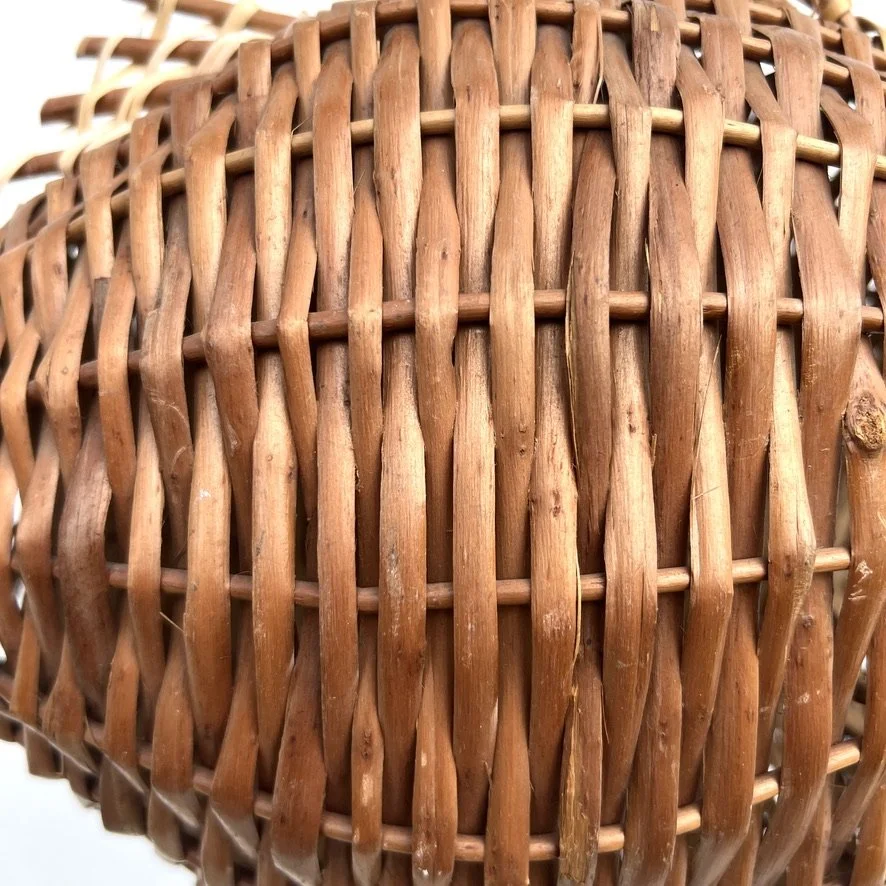 vintage rattan fish pendant closeup