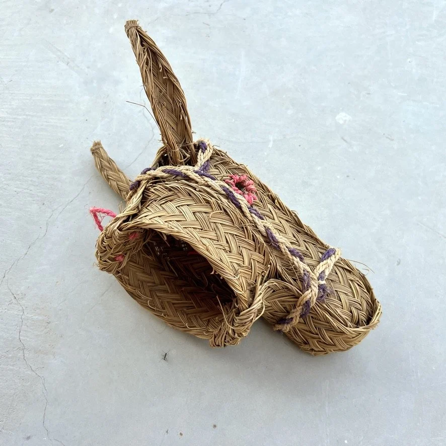 Faux donkey head lying down back