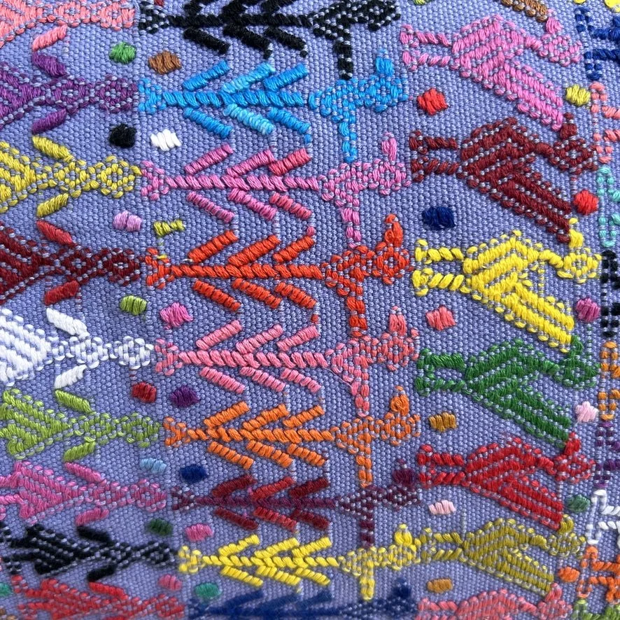 Tactic Huipil lumbar cushion cover lavender closeup 2