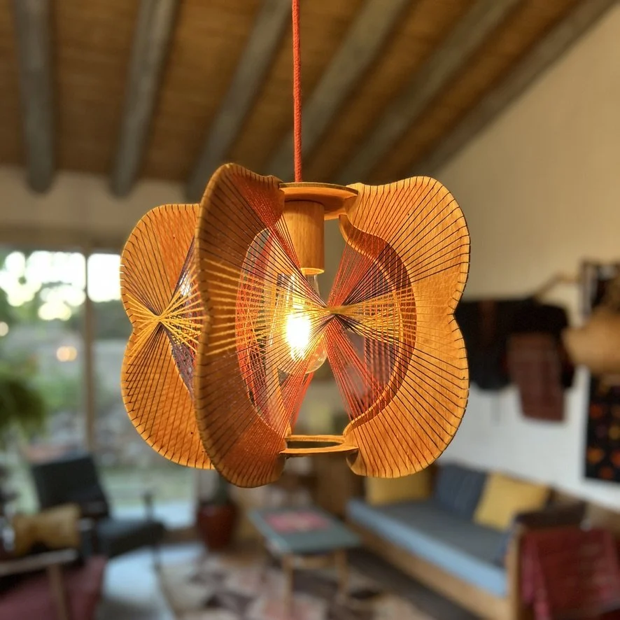 String lamp red blue yellow switched on