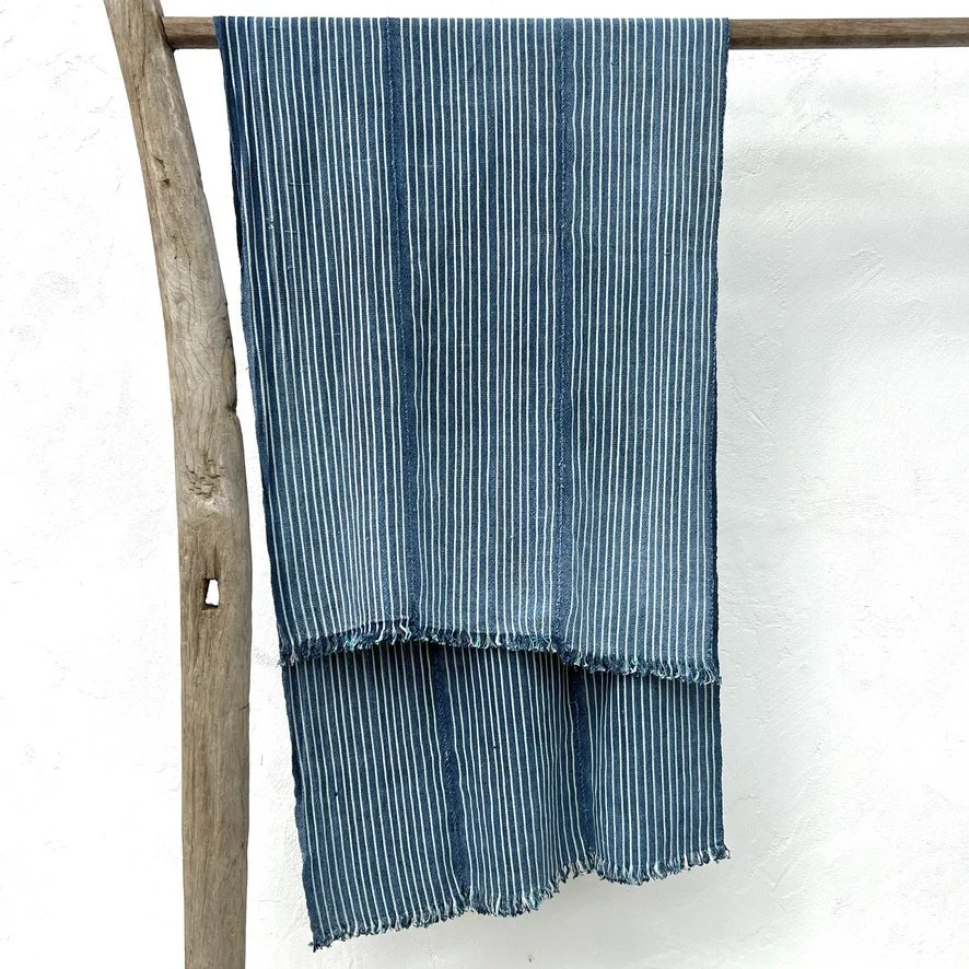 Striped Indigo Scarf large hanging