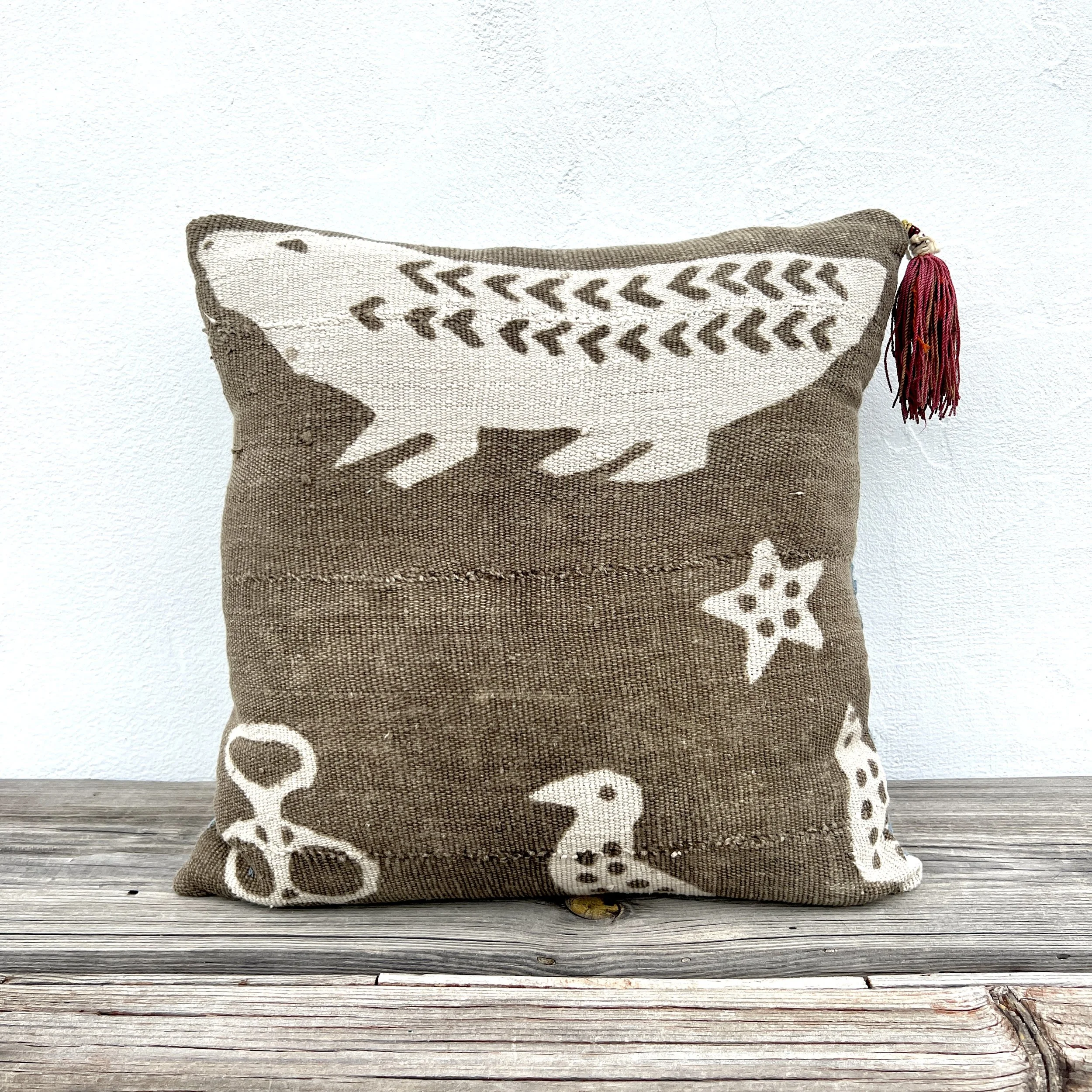 Animal mud cloth pillow front