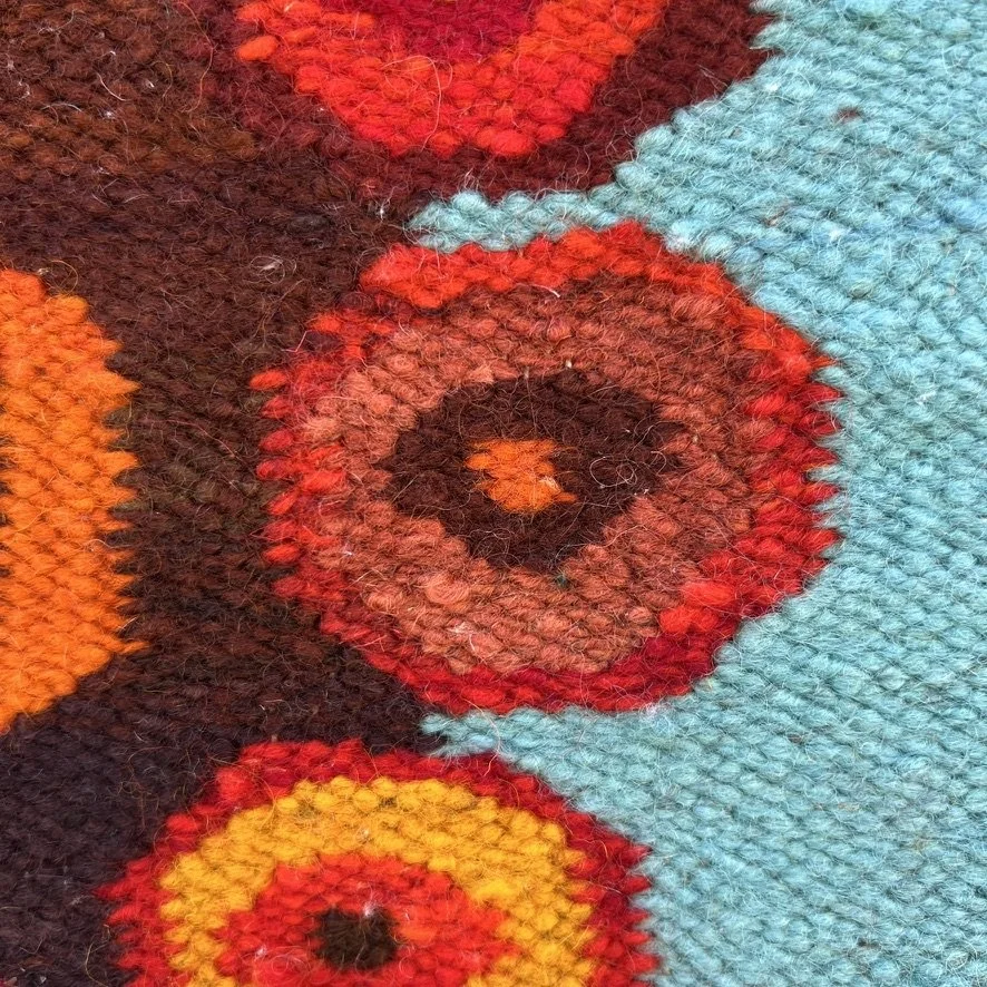 Polish abstract 70s flower tapestry closeup 3