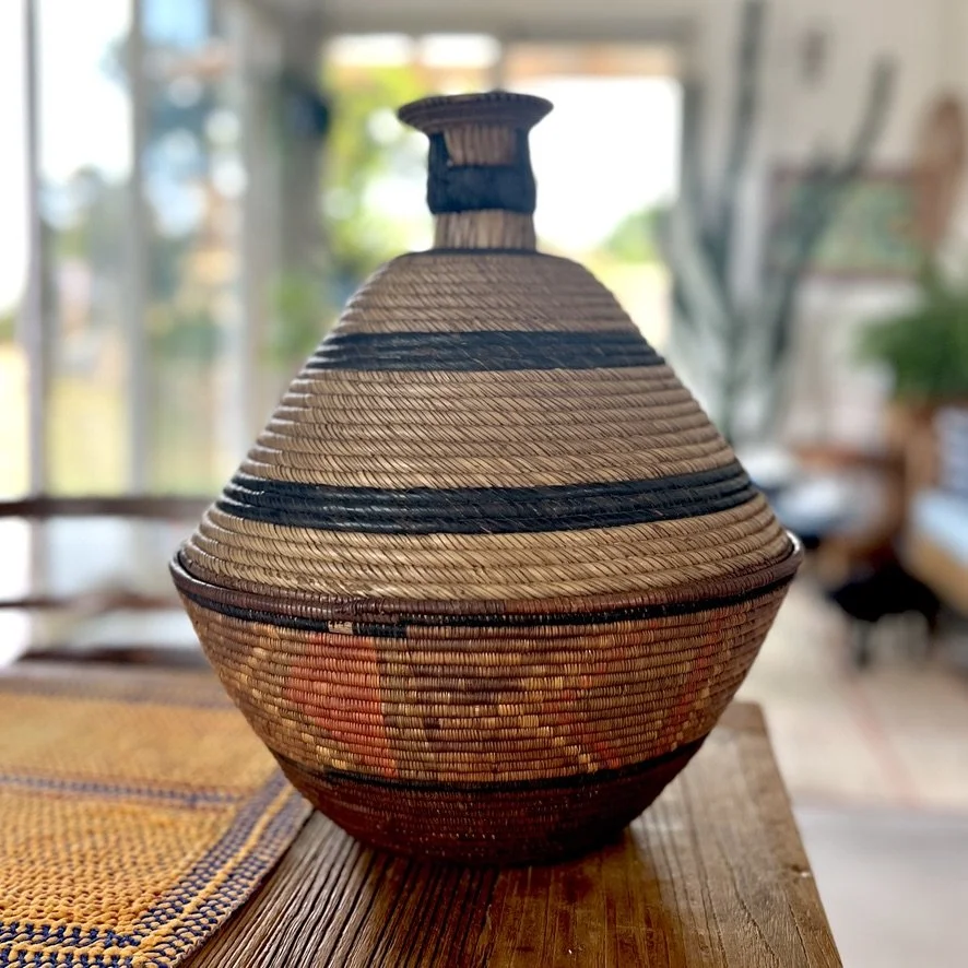 Rwandan basket with lid home