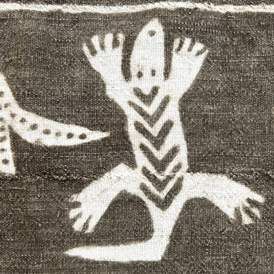 Animal mud cloth closeup lizard