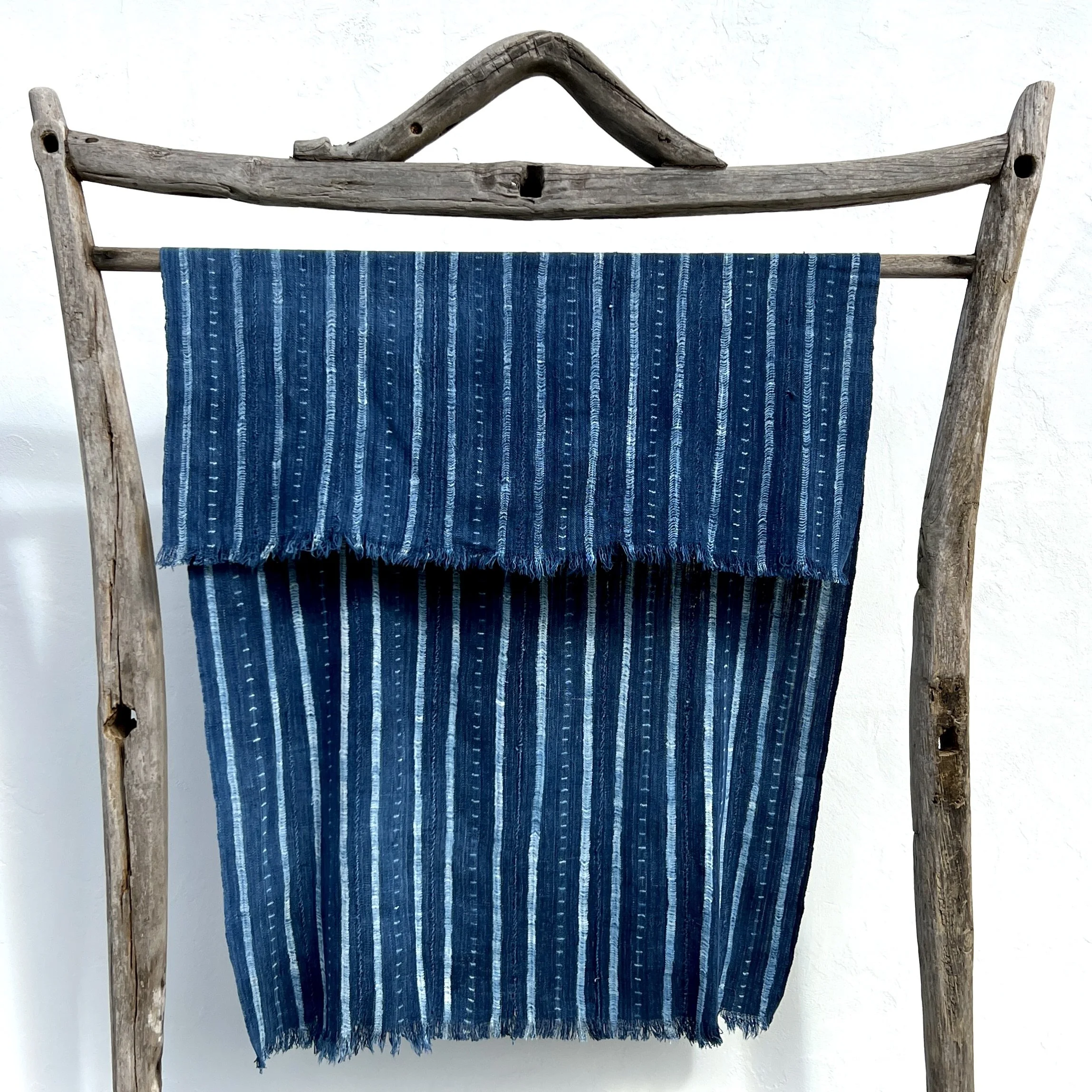 Vintage indigo cloth Mali resist dyed hanging