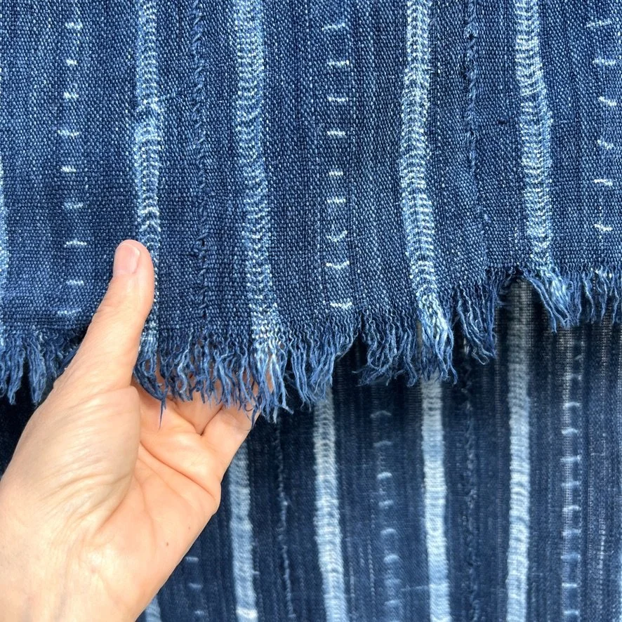 Vintage indigo cloth Mali resist dyed closeup