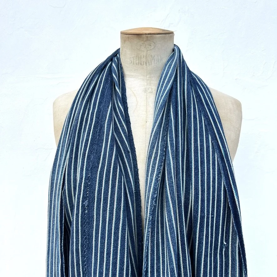 Striped Indigo Scarf large closeup