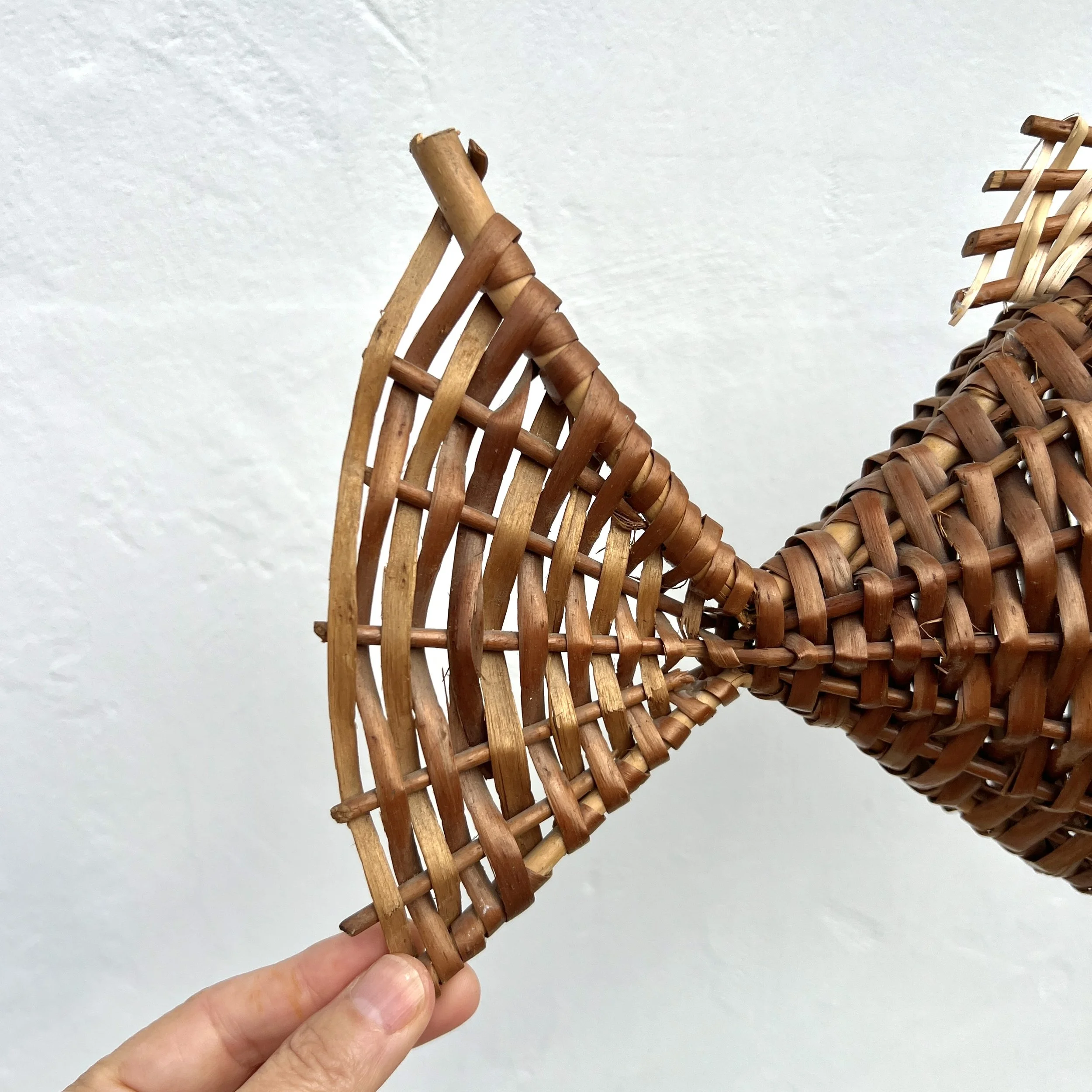 vintage rattan fish pendant closeup tail