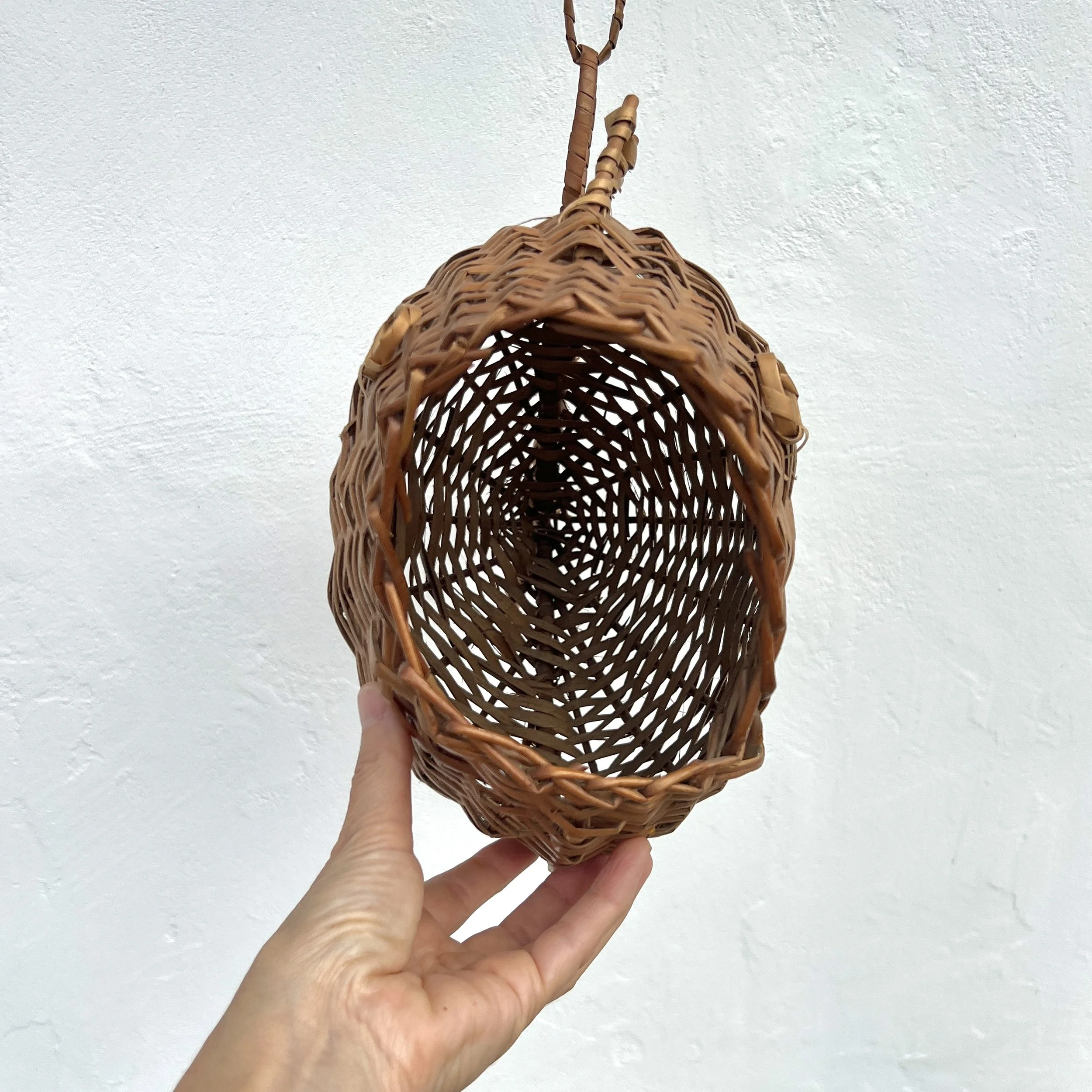 vintage rattan fish pendant front view