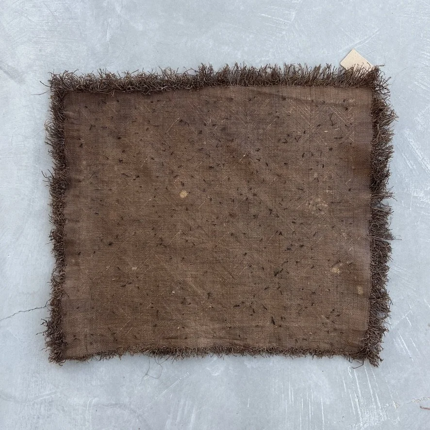 Square Kuba cloth from Kongo with geometrical pattern back