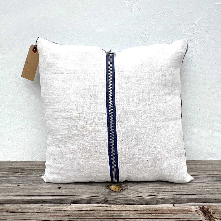 Mali mud cloth cushion cover with bunny motif backside