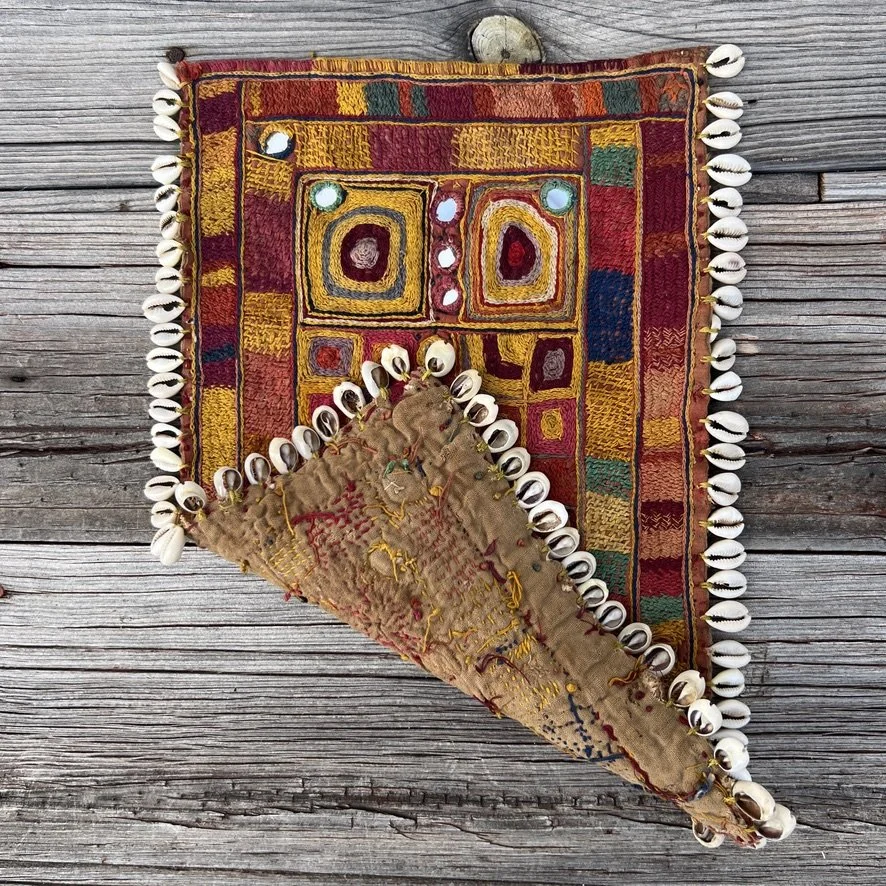 Vintage Banjara patch lamani mirror work corner folded