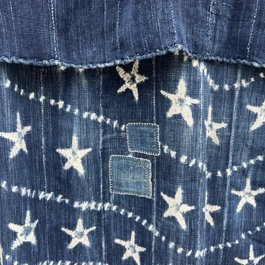 Mali indigo cloth star resist-dye pattern patches