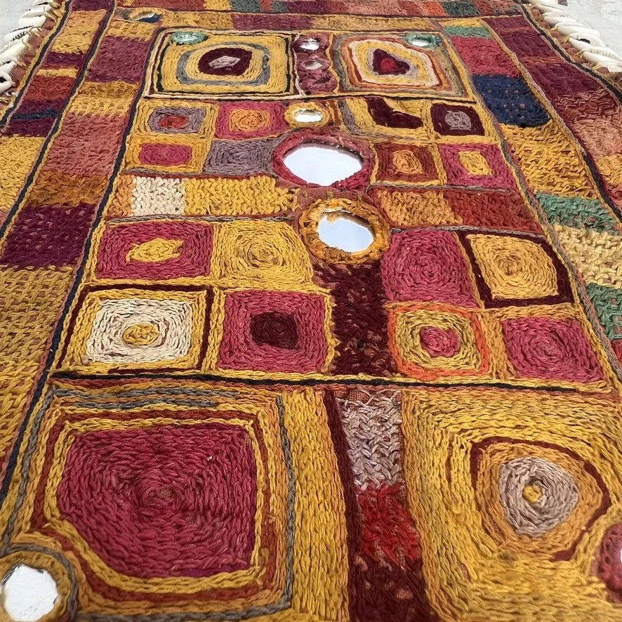 Vintage Banjara patch lamani mirror work closeup 2