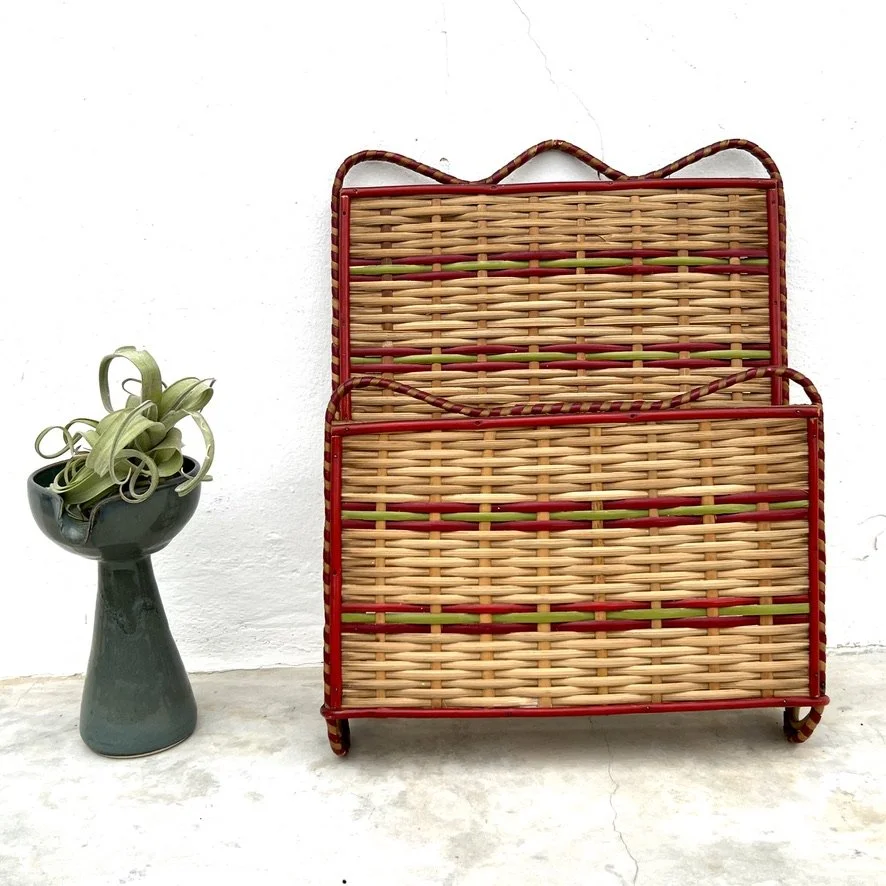 Vintage rattan document holder main