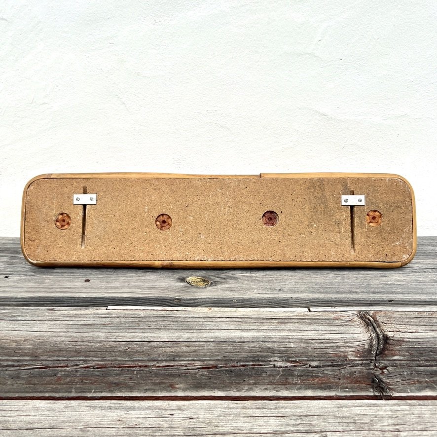 Wood and rattan vintage coat rack back