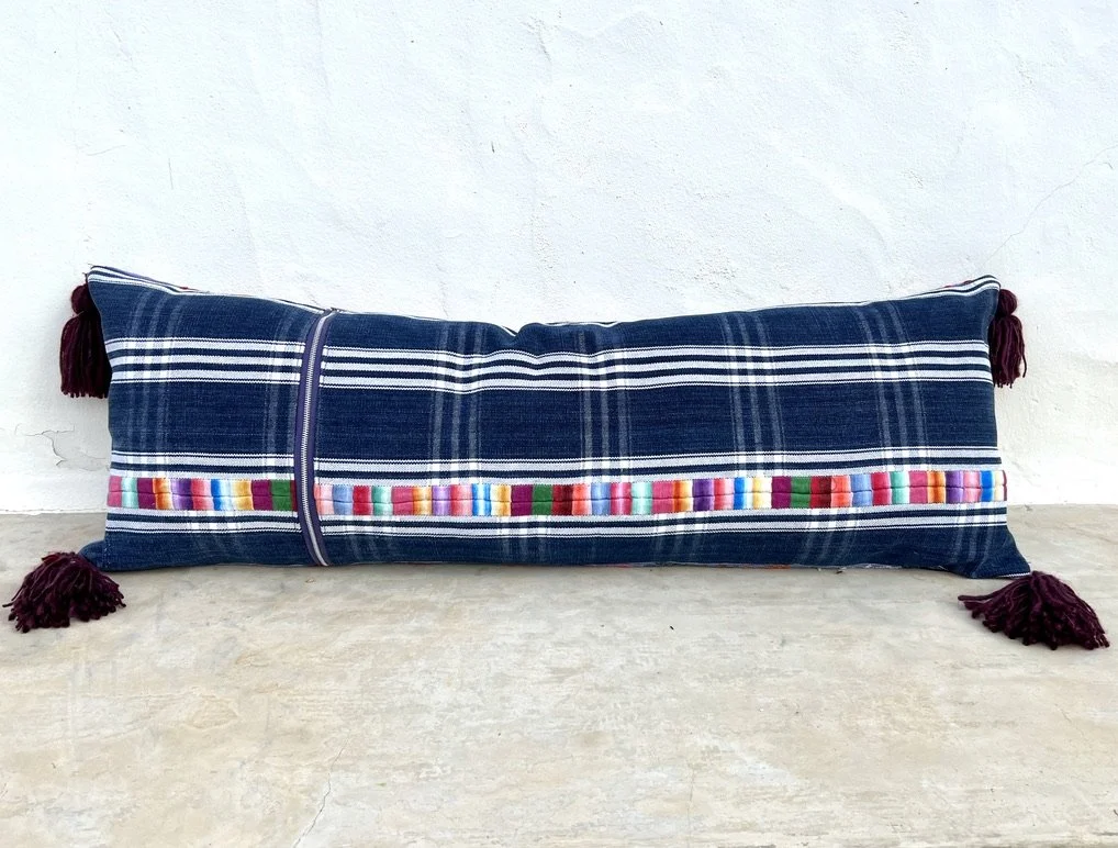 Tactic Huipil lumbar cushion cover lavender back