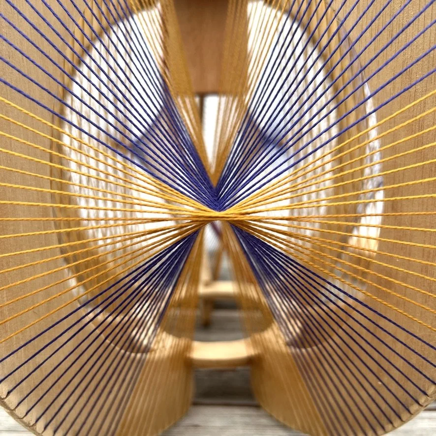 plywood string pendant lamp closeup 2