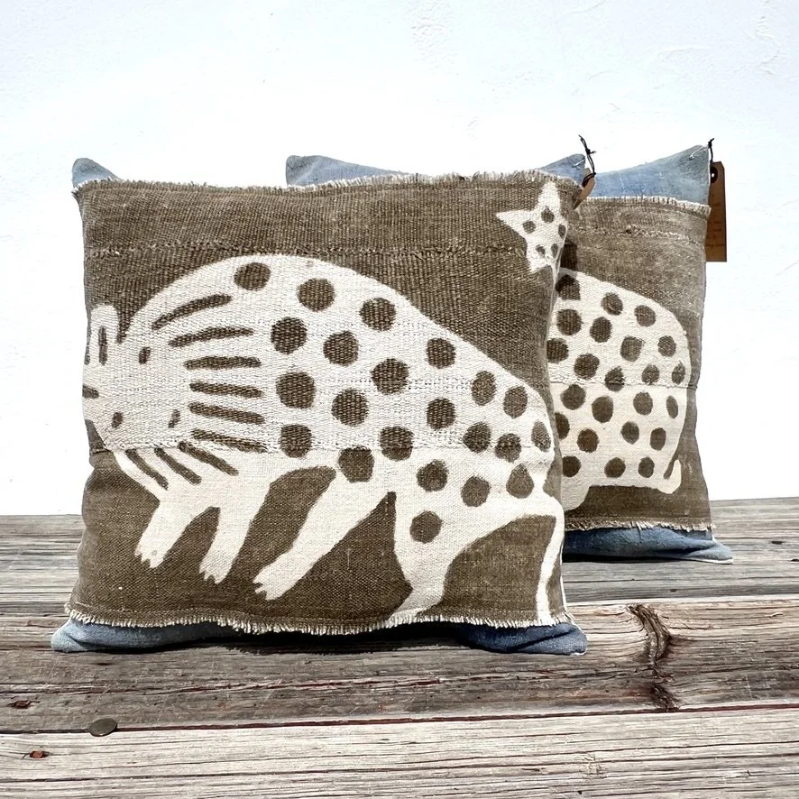 Mali mud cloth hyena cushion cover with other cushion